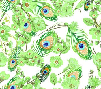 464600-彩色羽毛 花朵图案