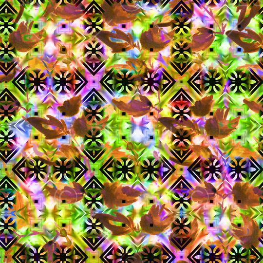 复古油画叶子印花华亿平台图片