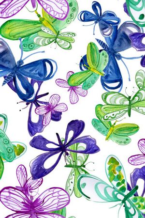 蝴蝶花卉印花华亿平台图片