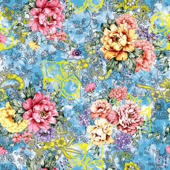 465011-复古潮流大牌线条梦幻花卉