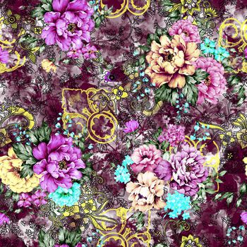 465022-复古潮流大牌线条梦幻花卉