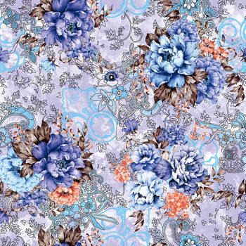 465027-复古潮流大牌线条梦幻花卉