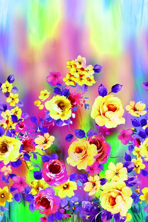 手绘花印花华亿平台图片