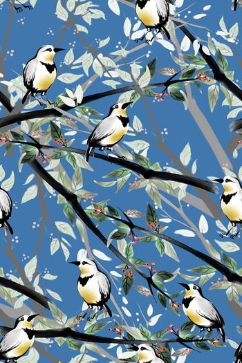 465274-时尚大牌手绘水墨花鸟中国风华亿平台