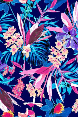 热带植物印花华亿平台图片