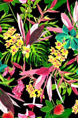 热带植物印花华亿平台图片