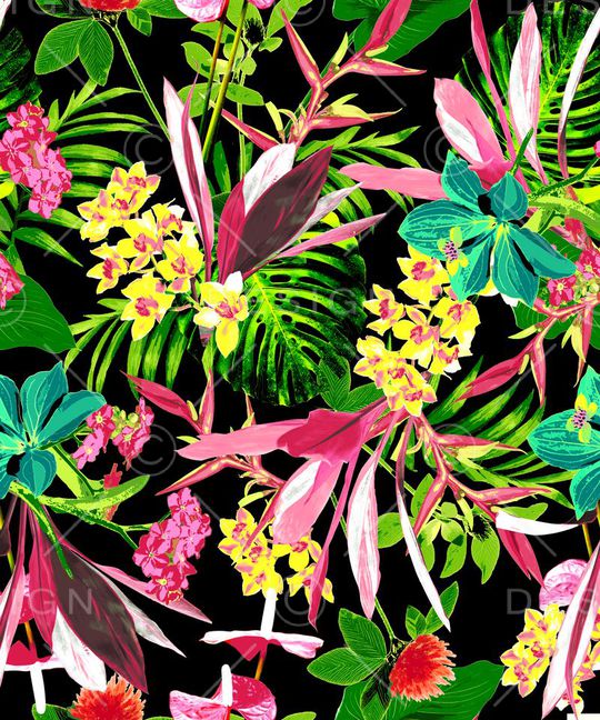 热带植物印花华亿平台图片