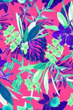 热带植物印花华亿平台图片