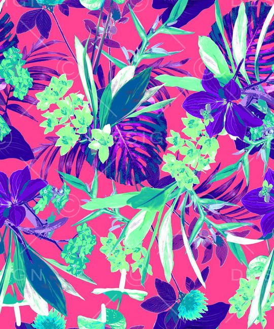 热带植物印花华亿平台图片