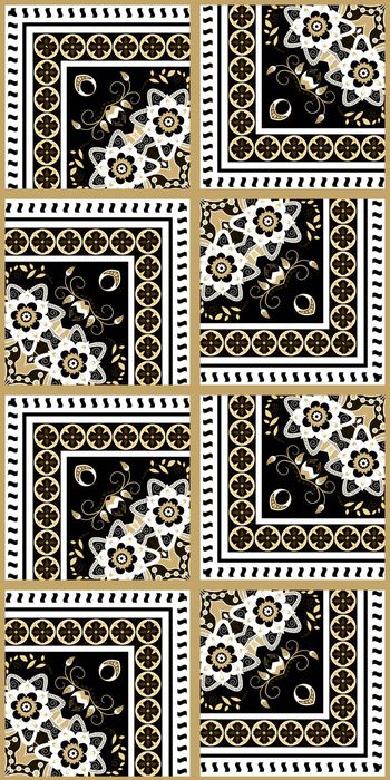 465365-欧式花纹民族图案格子拼贴女装连衣裙