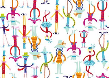 465491-抽象手绘小人可爱小丑数码匹布