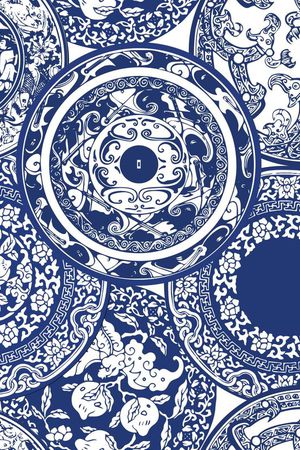 青花瓷印花华亿平台图片