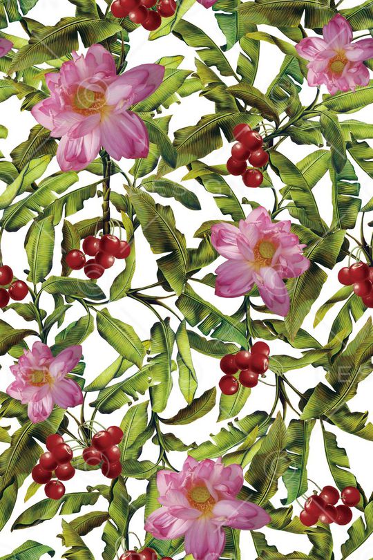 热带棕树叶子印花华亿平台图片