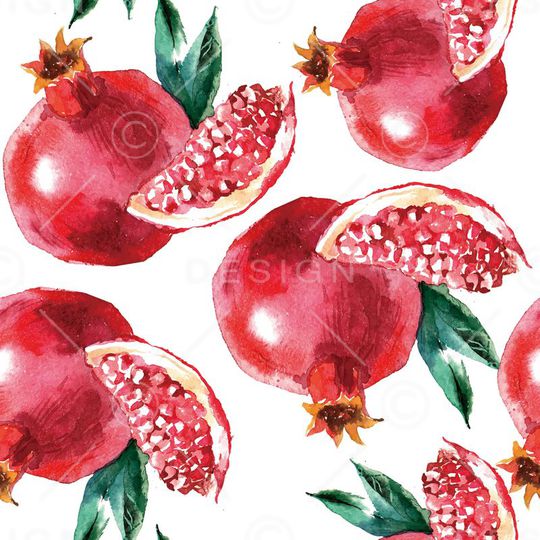 手绘水果石榴印花华亿平台图片