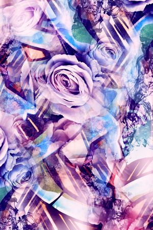 抽象花卉印花华亿平台图片