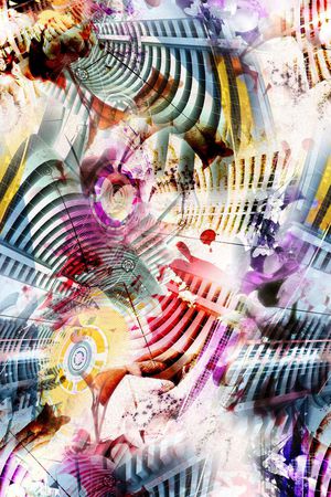 抽象几何建筑印花华亿平台图片