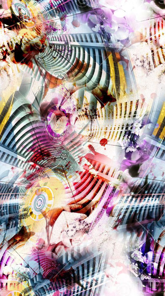 抽象几何建筑印花华亿平台图片