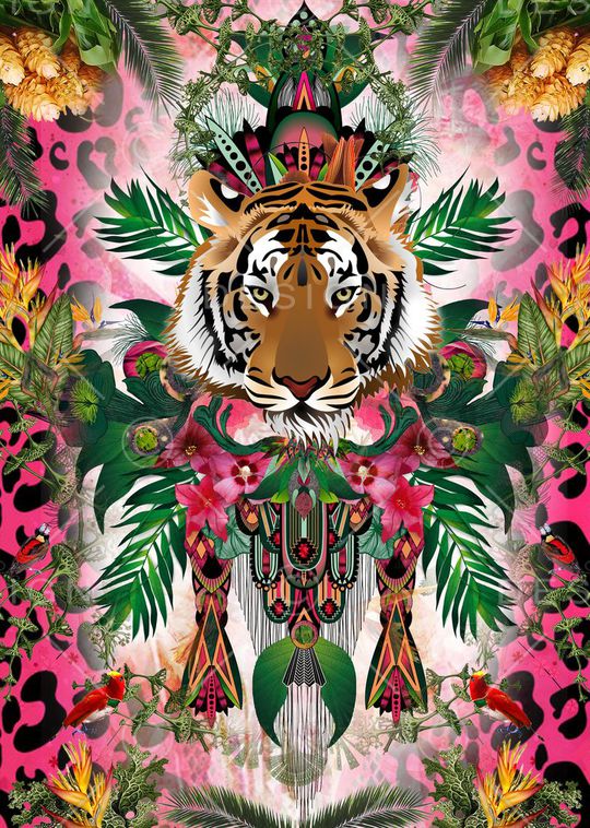 热带风热带植物花卉印花华亿平台图片