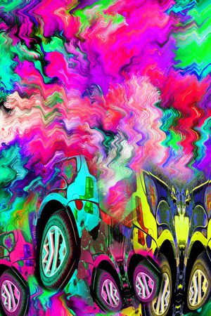 手绘 糖果色 迷彩 汽车 图案 仿大牌印花华亿平台图片