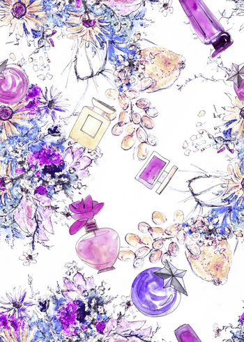 466823-大牌水彩风格花卉香水组合