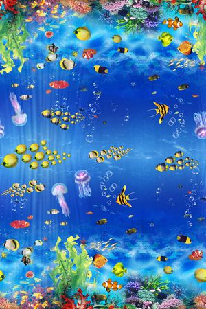 缤纷海底世界印花华亿平台图片