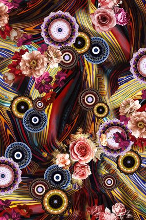 抽漩涡底纹印花华亿平台图片