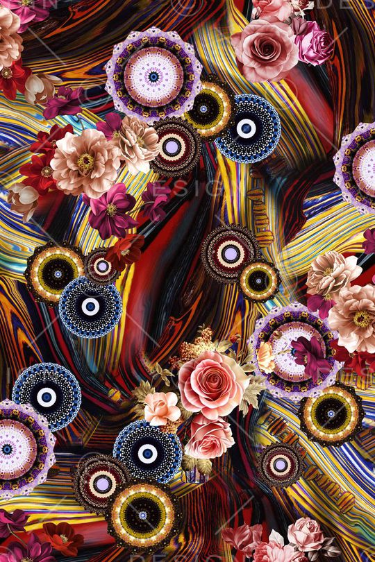 抽漩涡底纹印花华亿平台图片