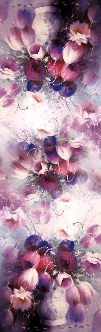 467233-油画百合花卉经典围巾华亿平台