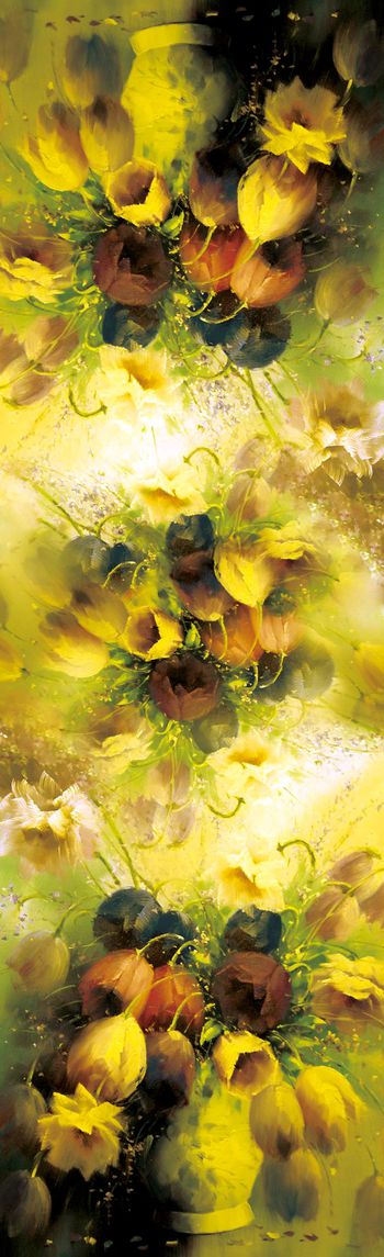 467234-油画百合花卉经典围巾华亿平台