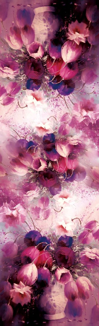 467235-油画百合花卉经典围巾华亿平台