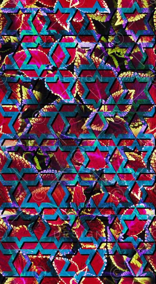 热带植物几何组合印花华亿平台图片