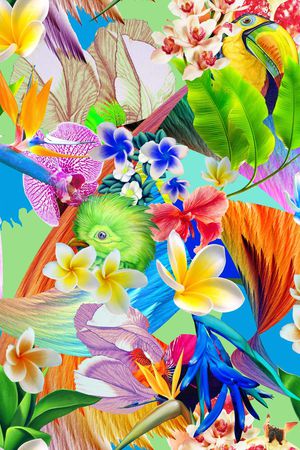 热带植物印花华亿平台图片