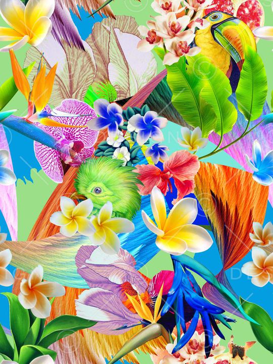 热带植物印花华亿平台图片