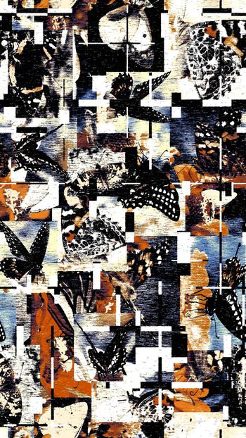 467503-自然空间艺术版画效果蝴蝶组合女装连