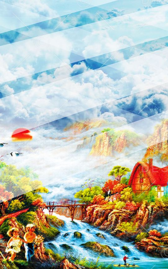 MAX-抽象自然风景印花华亿平台图片