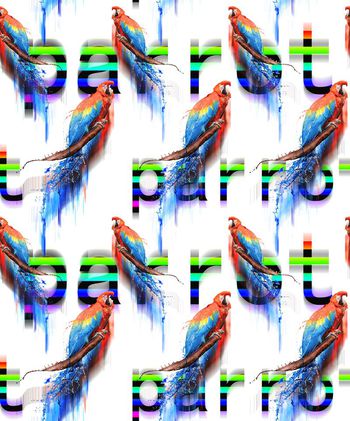 467741-流行时尚手绘鹦鹉印花夏威夷风情