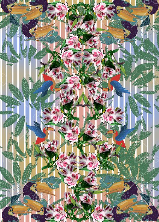 热带风情印花华亿平台图片