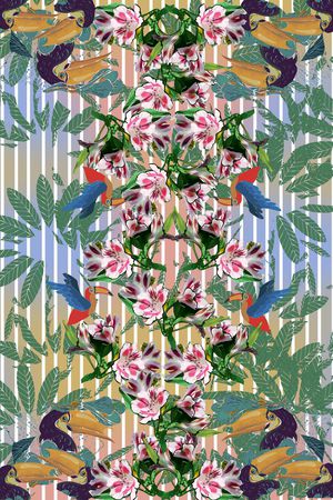 热带风情印花华亿平台图片