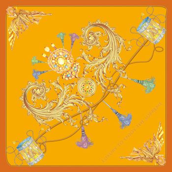 精致的手绘元素印花华亿平台图片