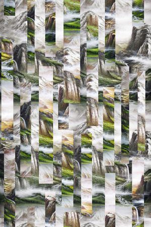 解构风景条纹印花华亿平台图片