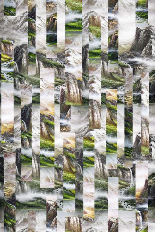 解构风景条纹印花华亿平台图片