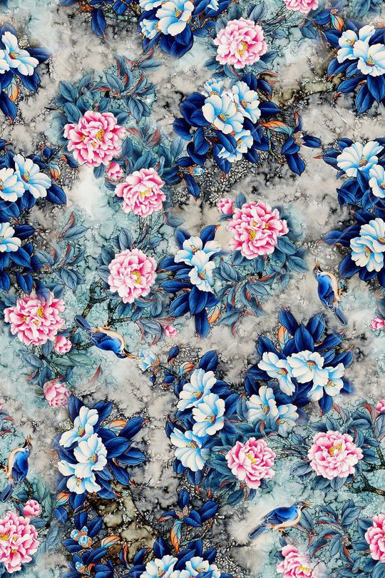 牡丹花印花华亿平台图片