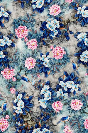 牡丹花印花华亿平台图片