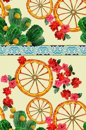 橙子 仙人掌印花华亿平台图片