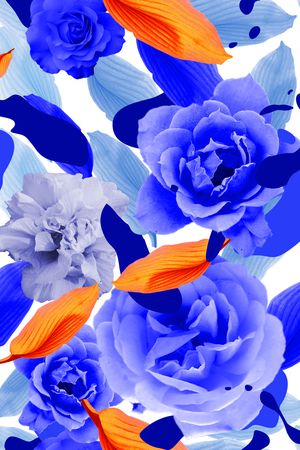 白底 蓝叶印花华亿平台图片