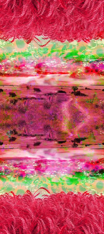 468081-炫彩麦田 抽象长巾 丝巾