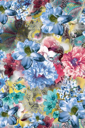 潮流大牌花园花卉印花华亿平台图片