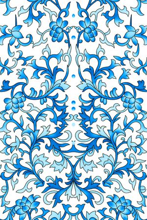 青花瓷花印花华亿平台图片