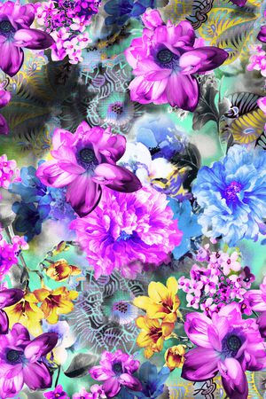 潮流大牌花园花卉印花华亿平台图片