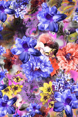 潮流大牌花园花卉印花华亿平台图片